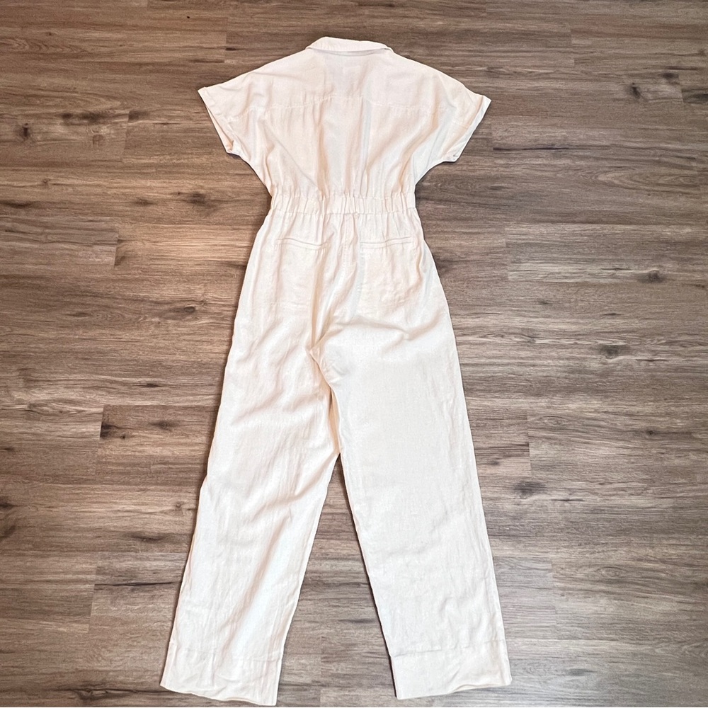 Universal Threads Cream Short Sleeve Linen Boilersuit Jumpsuit Womens Size 10 - Picture 3 of 12